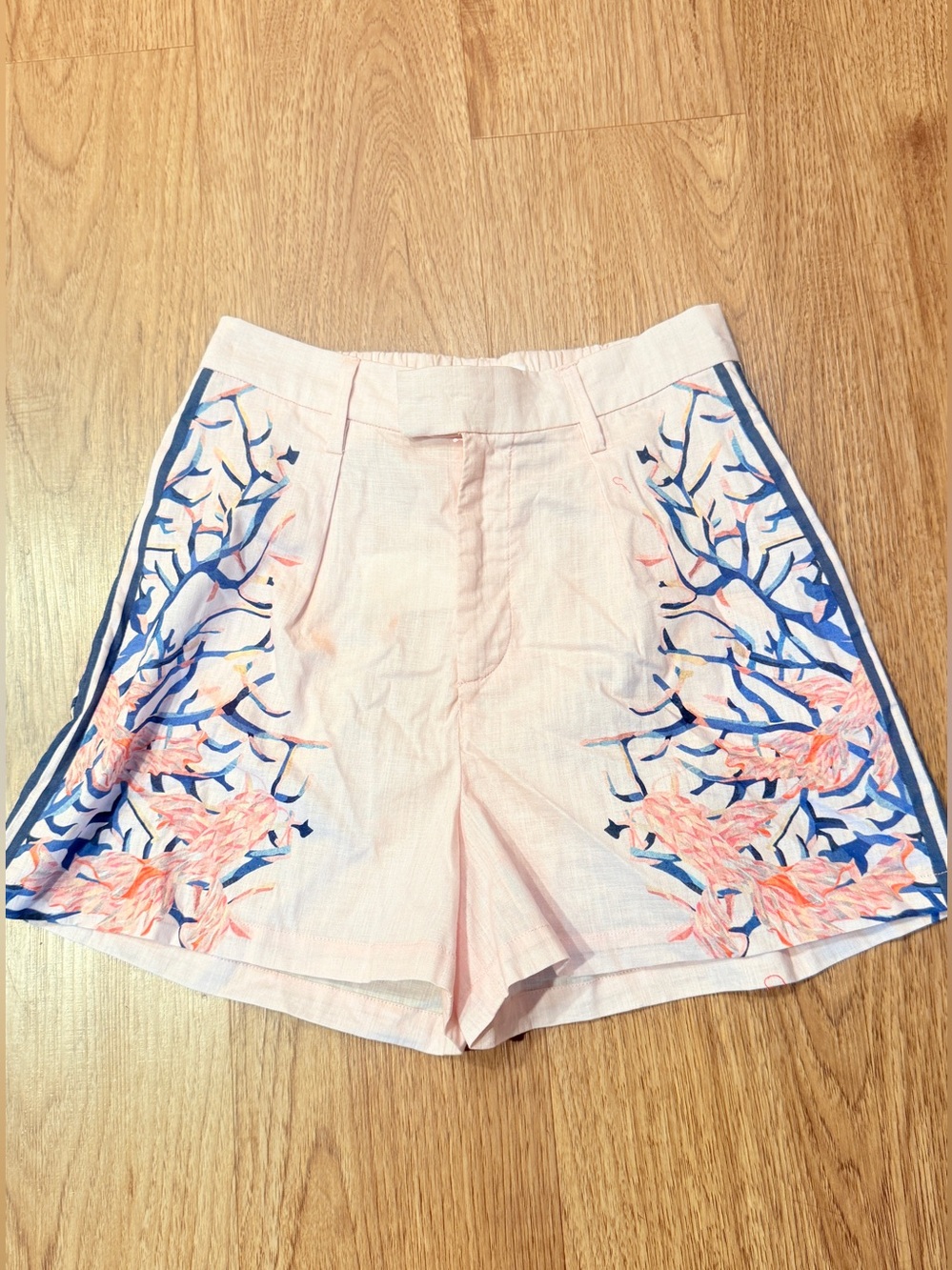 seventy + mochi Selene Shorts in Indigo Coral - pink embroidery Size S NWT - Picture 3 of 6